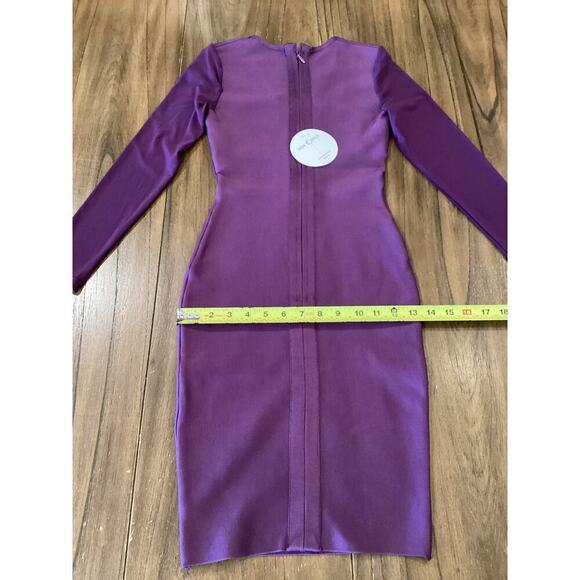 Miss Circle Revolve Purple Bandage Bodycon long sleeve mini Dress Mesh small - Picture 9 of 13
